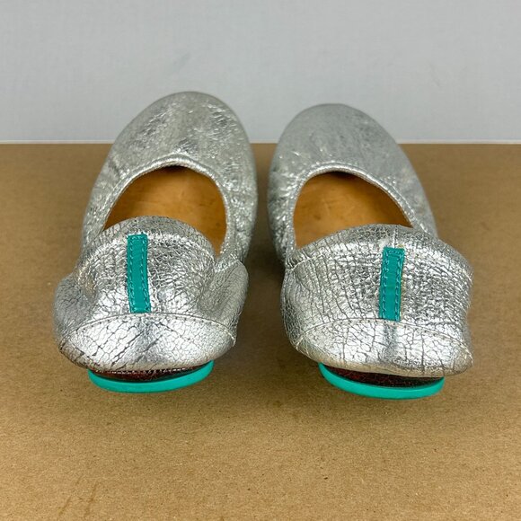 Tieks Silver Screen Round Toe Flats Womens 6 Slip On Comfort Foldable Stretch - Picture 4 of 9